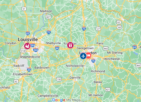 map of Kentucky Derby areas