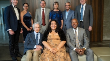 2022 alumni award winners with previous Board President Charles Melton, AVC Dana Allen, and Chancellor Gary May.