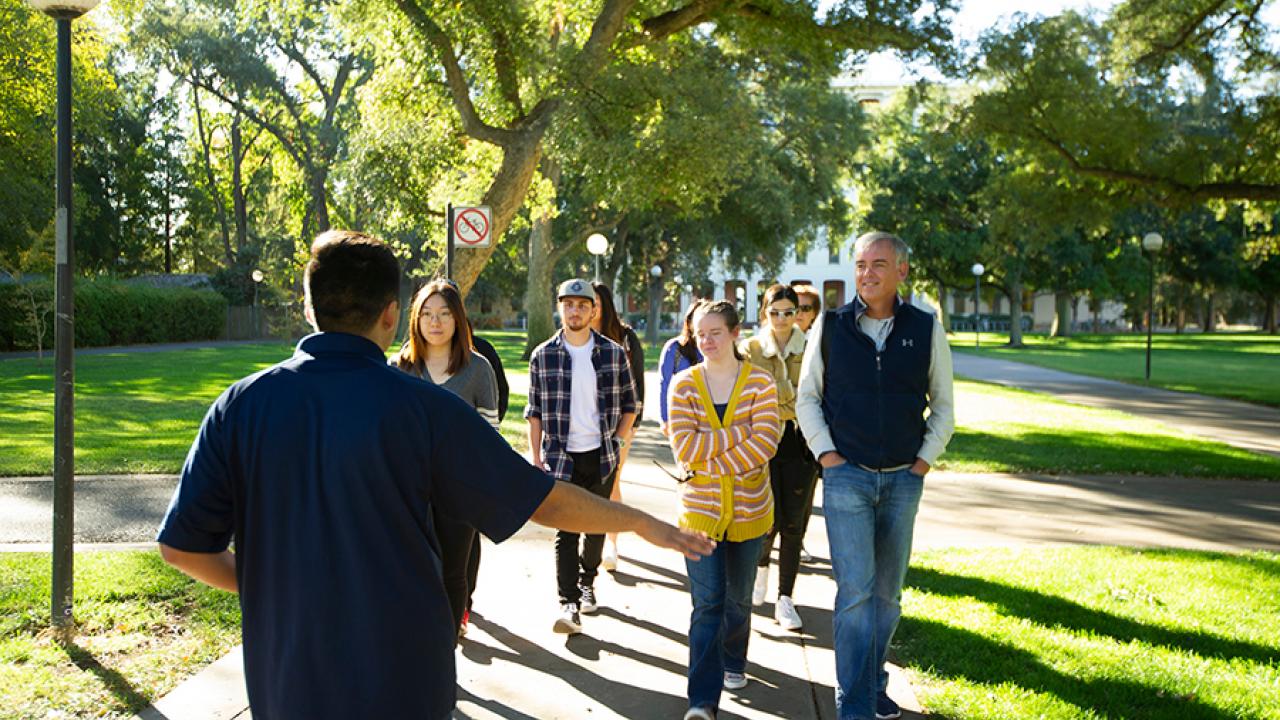 Families on campus tour