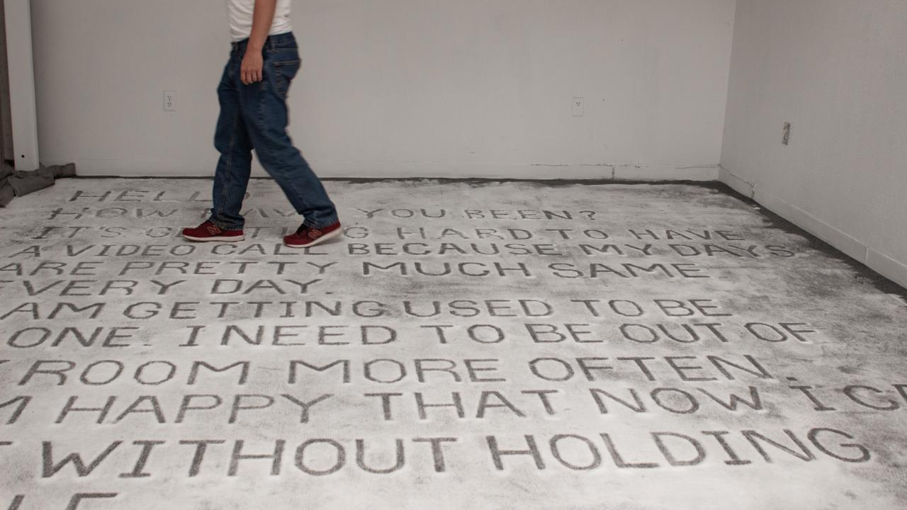 Text etched into concrete