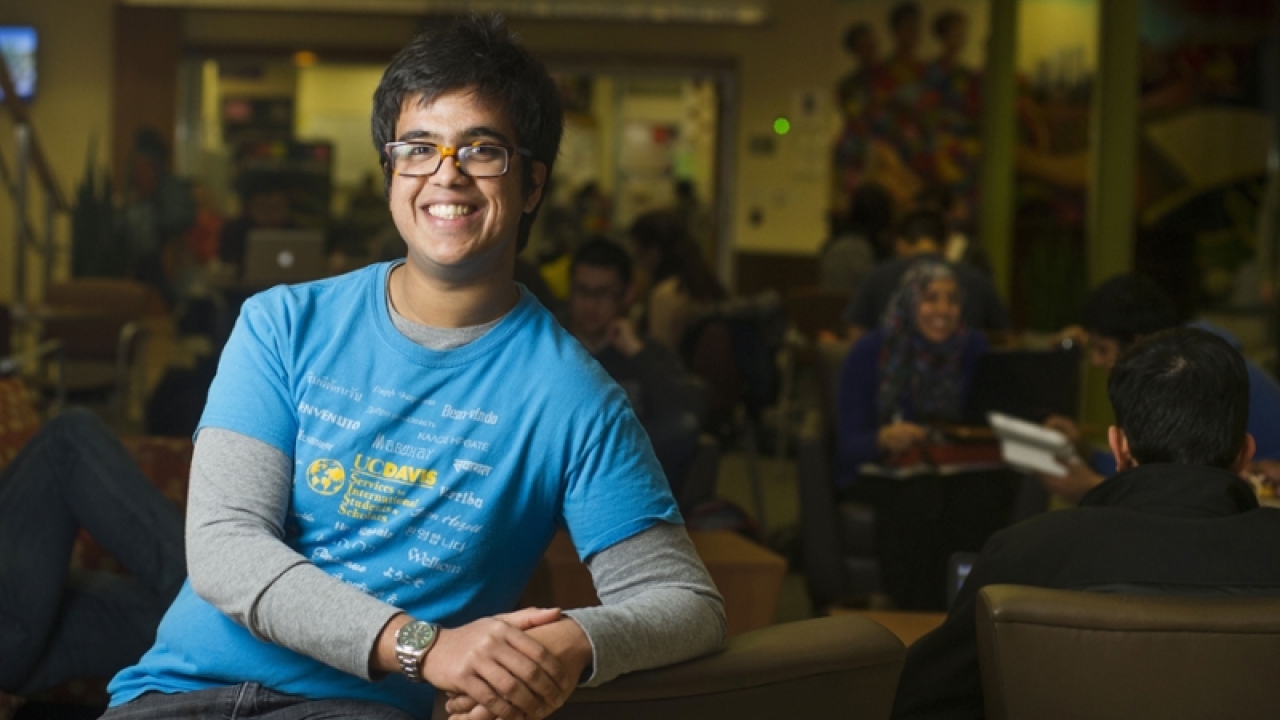 Shehzad Lokhandwalla poses for a picture in the Student Community Center. Shehzad Lokhandwalla