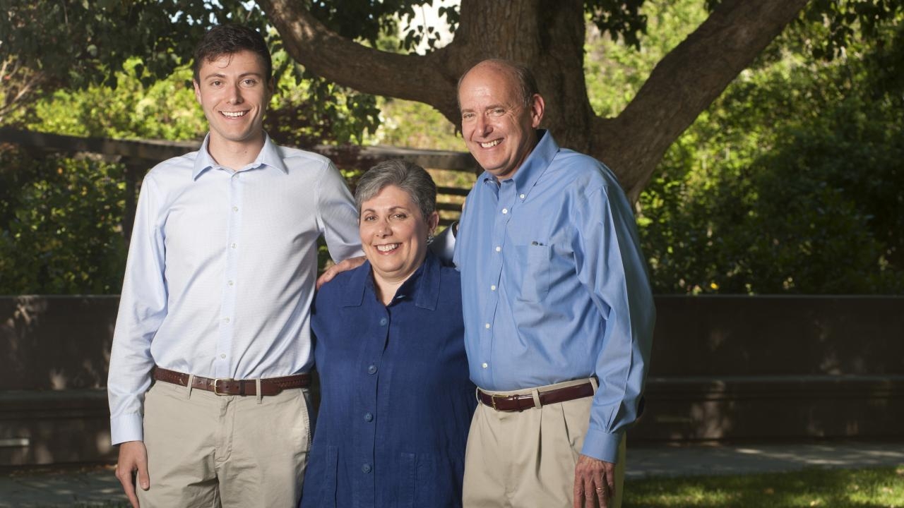 Steve (right) and Carol Ware (middle) with their son Jeff (left)- a mechanical and aerospace engineer