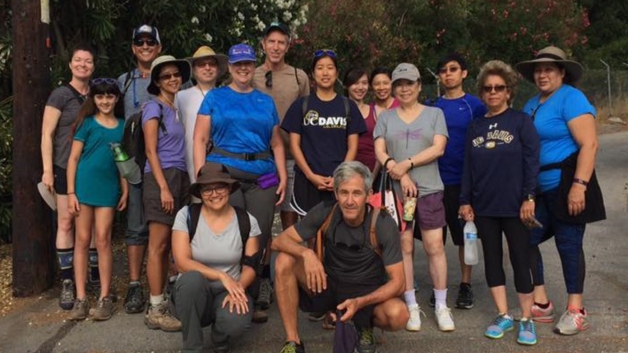 Group of alumni and friends on a hike