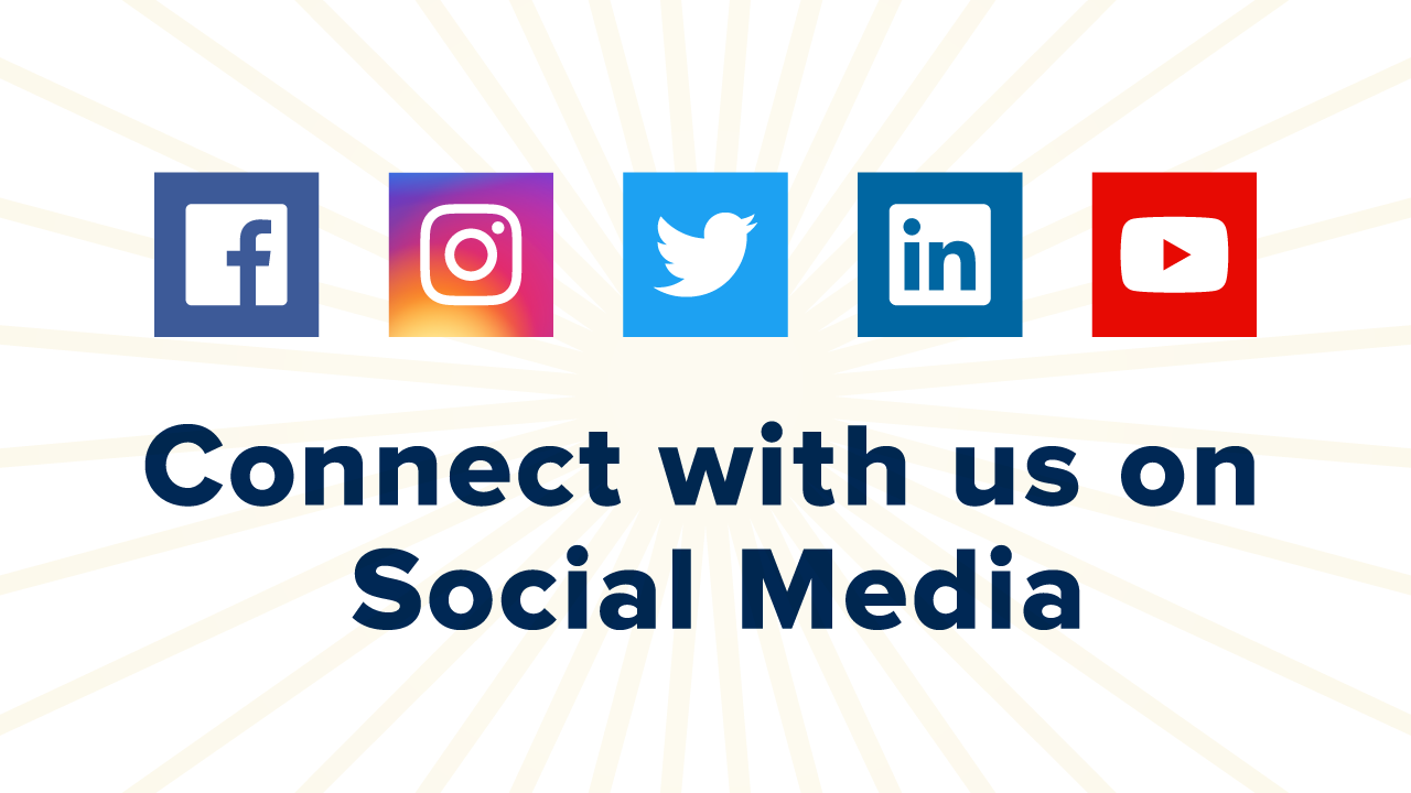 Connect with us on Social Media graphic