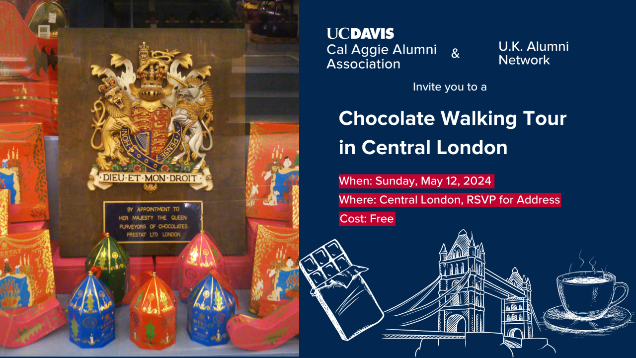 Invitation to London Chocolate Walking Tour on May 12th, 2024.