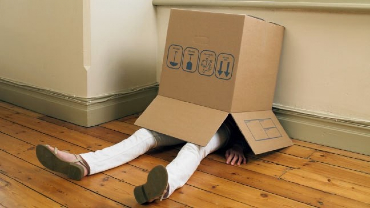 Person with Box Over Head