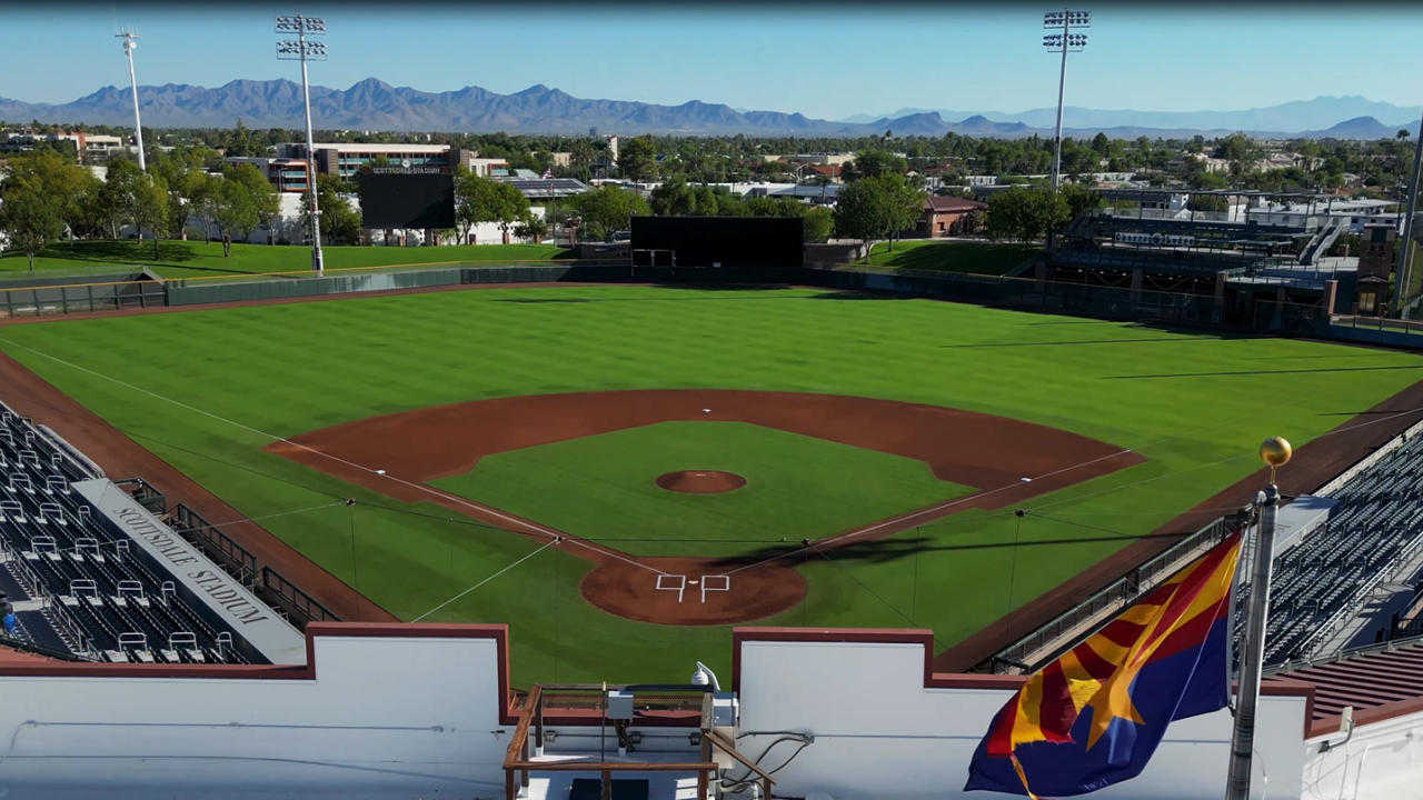 Overhead view of Scottsdale Stadium ball field