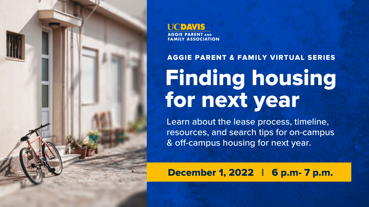 text that says finding housing for next year