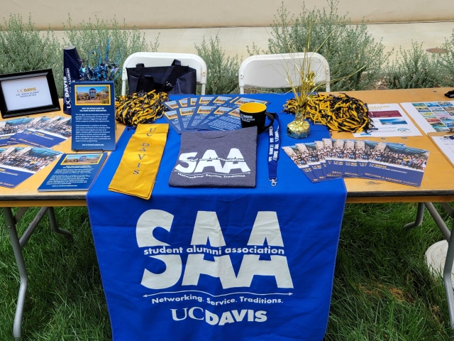 Photo of booth setup for UC Davis Student Alumni Association.