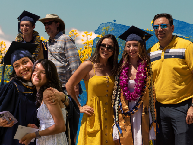 UC Davis student with family