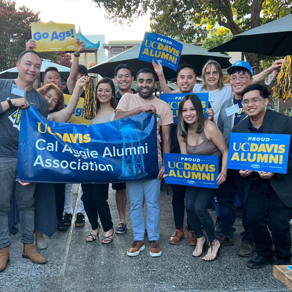 group of uc davis alumni at networking event