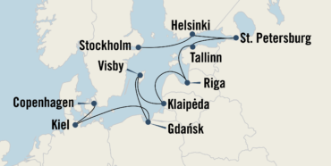 Map of the trip route taken through the trip Northern Realms: Baltics and Scandanavia