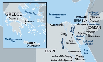 Map, Greece, Jordan, Egypt