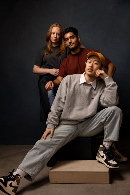 Davis Suh, Rick Bhatia, and Megan Frantz pose together for a photo.