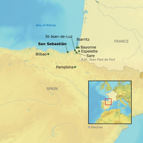 Map of Route on Basque Country Trip