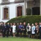 Chancellor Katehi stands with UC Davis alumni outside Casa de California in Mexico City