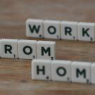 Work from home spelled with scrabble pieces