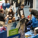 Students look through the possible job opportunities at the UC Davis Engineering and Technology Internship and Career Fair.