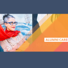 Image of woman in scarf, looking into distance. Text reads: University of California, Alumni Career Network, ucal.us/acn