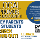 text that says "local discounts and promotions Hey parents and students check this out"