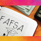 FAFSA written on a notebook
