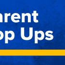 Parent pop ups text on blue background 