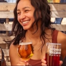 three women smiling, drinking Sudwerk beer 