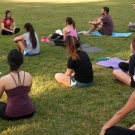 students sitting on the quad grass at uc davis