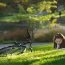 studying on lawn