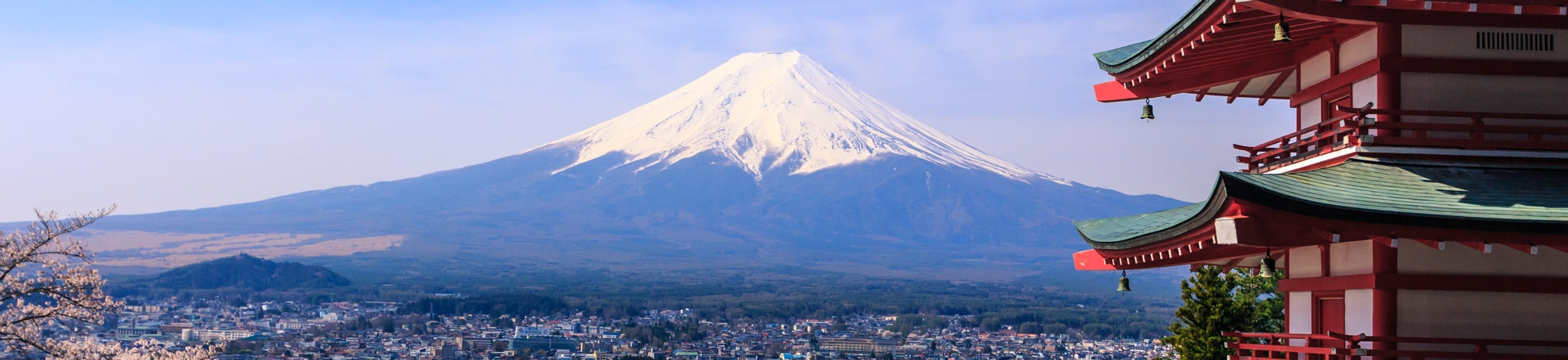 Mount Fuji viewed from a temple