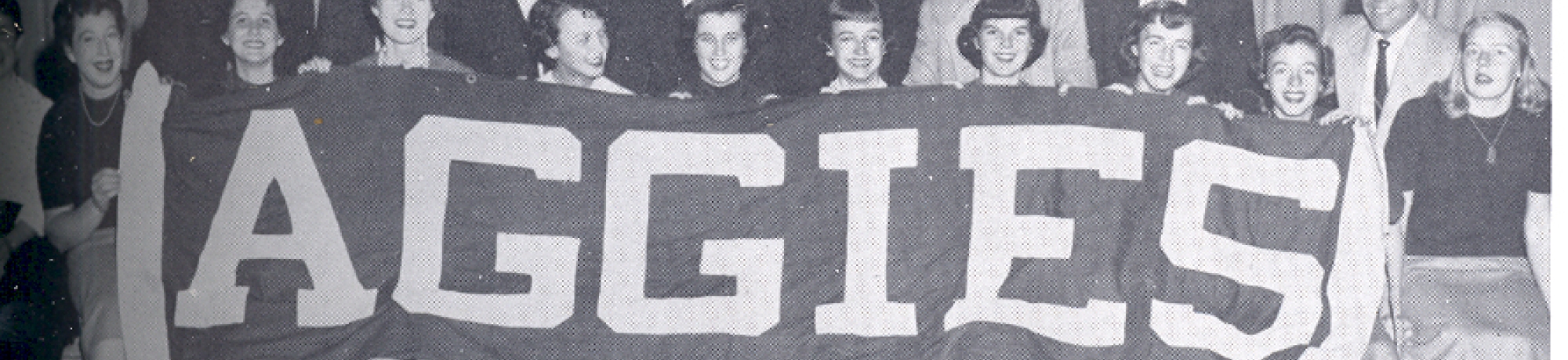 Vintage, historical photo of UC Davis Aggies Banner